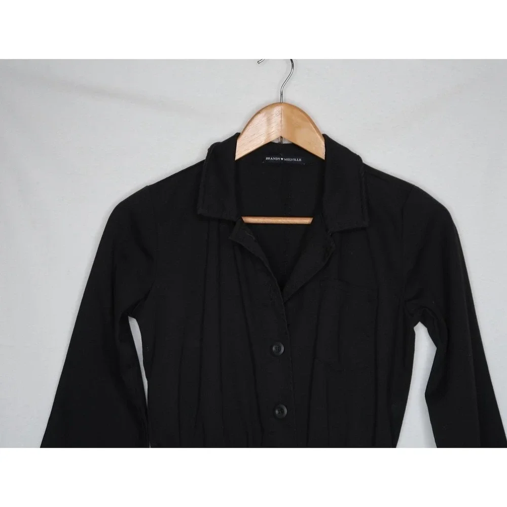 Brandy Melville Black Utility Jumpsuit Button Front Womens S‎ Streetwear EUC